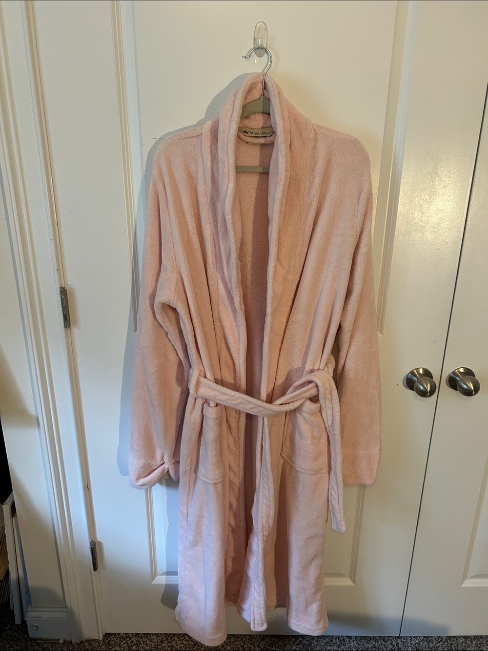 Royal Velvet Long Spa Robe - Soft Light Pink L/XL